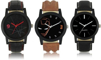 Maan International Combo3-LR-04-05-08 New Stylish Leather Strap Watch  - For Men   Watches  (Maan International)