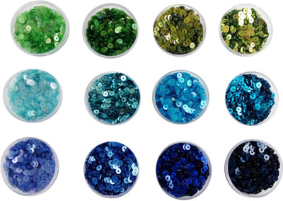 

estore green blue family Colours sequins sitara, 5gm x 12 box,for jewellery making art and craft diy kit, Glitter Sequins Rhinestones Beads brown family Colours