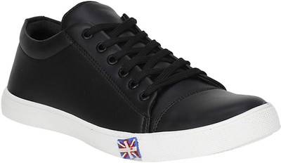 

NYN Men's Black Synthetic Leather Casual Sneakers Sneakers For Men(Black
