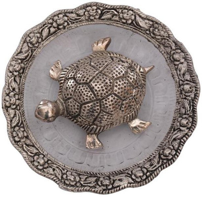 

Siri Creations Silver Foil Vastu Tortise With Plate Decorative Showpiece - 14.3 cm(Copper, Silver)