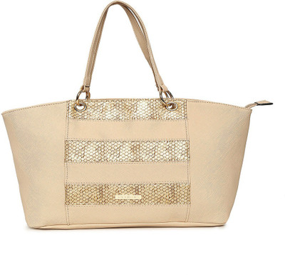 

Addons Snake Textured Patchwork Tote Shoulder Bag(Beige, 5 L)
