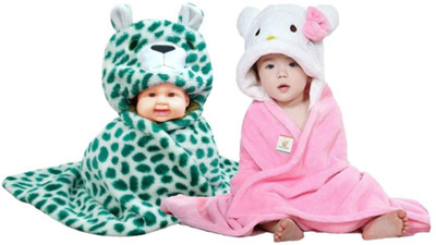 

BRANDONN Abstract  Hooded Baby Blanket(Fur, Green, Pink