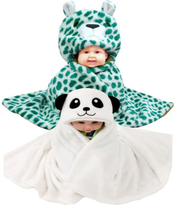 

BRANDONN Abstract  Hooded Baby Blanket(Fur, Green, White