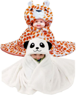 

BRANDONN Abstract  Hooded Baby Blanket(Fur, Orange, White