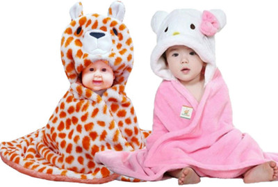 

BRANDONN Abstract  Hooded Baby Blanket(Fur, Orange, BABY PINK, Baby pink;orange
