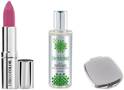 Modicare CREME GLAM LIPSTICK WITH 3 IN 1 CLEANSER-TONER-MAKEUP-REMOVER & COMPACT MIRROR(Set of 3)