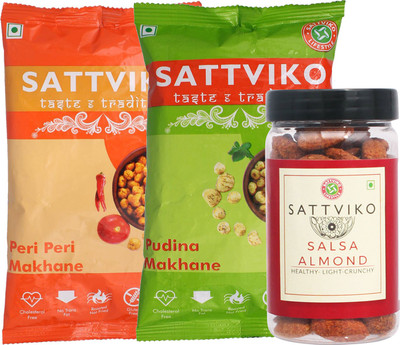 

Sattviko Pudina Makhana Peri Peri Makhana and Roasted Salsa Almonds(142 gram) Combo(142)