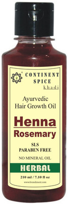 

Continent Spice Khadi Henna Rosemary Hair Growth Oil (SLS & Paraben Free)- CS682005 Hair Oil(210 ml)