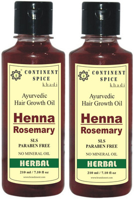 

Continent Spice Khadi Henna Rosemary Hair Growth Oil (SLS & Paraben Free) Pack of 2- CS682005 Hair Oil(210 ml)