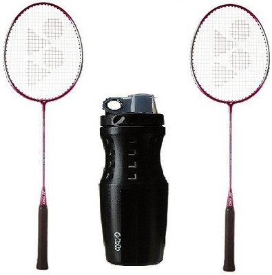 

Yonex Combo of Three, Two 'GR 303 Saina Nehwal Special Edition' Badminton Rackets ( Dark Pink / Magenta) and One 'G 2020' Sipper (Color On Availability) Badminton Kit