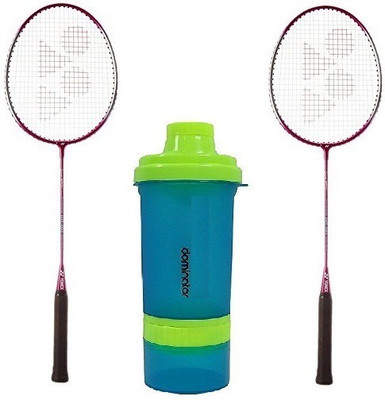 

Yonex Combo of Three, Two 'GR 303 Saina Nehwal Special Edition' Badminton Rackets ( Dark Pink / Magenta) and One 'Dominator' Shaker (Color On Availability) Badminton Kit