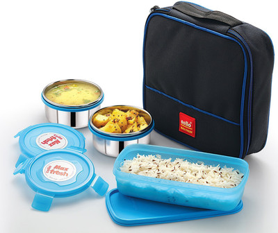 

Cello max fresh perfect lunch box ( 500 ml blue ) 3 Containers Lunch Box(500 ml)