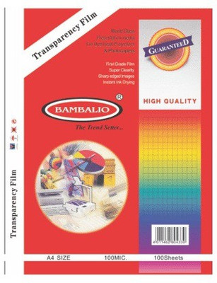 

Bambalio OHP Transparency Films A4 Size -100 Microns -100 Sheets. A4 Ohp Sheets(Pack of 100)