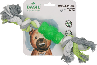 

Basil Basil Cotton Bone With Rubber Chew Dog Toy Rubber Chew Toy For Dog