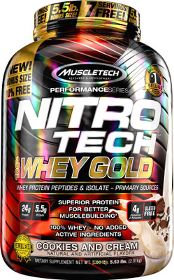 

Muscletech Performance Series Nitrotech 100% Whey Gold Whey Protein(2.51 kg, Cookies & Cream)