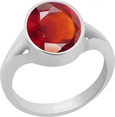 freedom Natural Certified Hessonite (Gomed) Gemstone 6.25 Ratti or 5.69 Carat for Male & Female Sterling Silver Ring