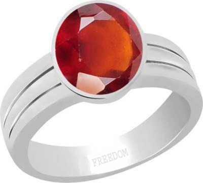 freedom Natural Certified Hessonite (Gomed) Gemstone 5.25 Ratti or 4.78 Carat for Male & Female Sterling Silver Ring