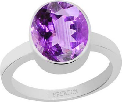 freedom Certified Natural Amethyst (Kathela) Gemstone 7.25 Ratti or 6.60 Carat for Male & Female Sterling Silver Ring