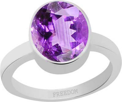 freedom Certified Natural Amethyst (Kathela) Gemstone 6.25 Ratti or 5.69 Carat for Male & Female Sterling Silver Ring