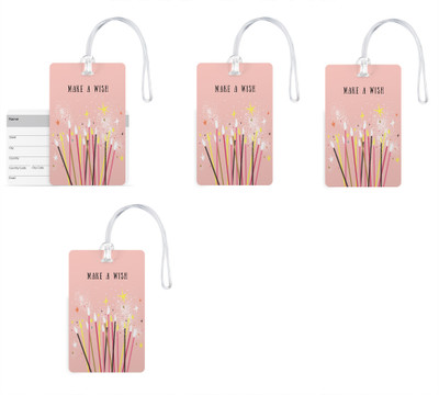 

100yellow Luggage Tags Make a Wish Print Premium PVC Bag Tag with Silicon Strap By 100yellow- For Travel-Pack Of 4 Luggage Tag(Multicolor)