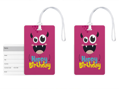 

100yellow Luggage Tags Happy Birthday Printed Premium PVC Bag Tag with Silicon Strap By 100yellow- For Travel-Pack Of 2 Luggage Tag(Multicolor)