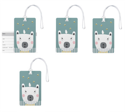 

100yellow Luggage Tags- Designer Printed High Quality Gloss Finish PVC Bag Tag with Silicon Strap- Ideal For Travel-Pack Of 4 Luggage Tag(Multicolor)