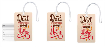 

100yellow Luggage Tags- Dad You’re My Hero Print High Quality PVC Bag/Travel Tag with Silicon Strap- Gift For Father-Pack Of 3 Luggage Tag(Multicolor)