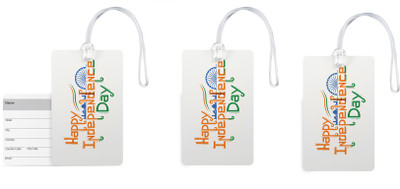 

100yellow Luggage Tags- Happy Independence Day Printed Gloss Finish PVC Bag Tag with Silicon Strap- Ideal For Travel-Pack Of 3 Luggage Tag(Multicolor)