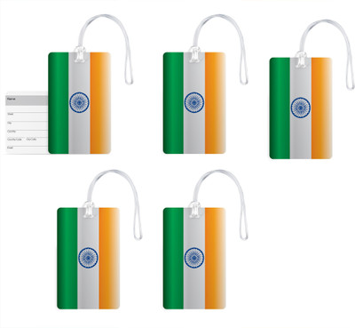 

100yellow Luggage Tags- Printed Premium Quality Gloss Finish PVC Bag Tag with Silicon Strap- Ideal For Travel-Pack Of 5 Luggage Tag(Multicolor)