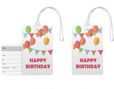 

100yellow Luggage Tags- Happy Birthday Printed PVC Baggage/Bag Tag with Silicon Strap- Ideal For Gift-Pack Of 2 Luggage Tag(Multicolor)