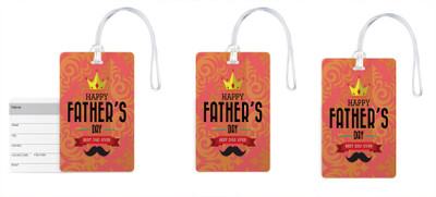 

100yellow Luggage Tags- Best Dad Ever Printed Gloss Finish PVC Bag Tag with Silicon Strap- Gift For Father-Pack Of 3 Luggage Tag(Multicolor)