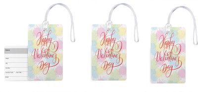 

100yellow Luggage Tags- Happy Valentine Day Printed High Quality PVC Tag with Silicon Strap- Ideal For Gift-Pack Of 3 Luggage Tag(Multicolor)