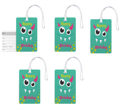 

100yellow Happy Birthday Printed Luggage Tags PVC Bag Tag with Silicon Strap-Ideal For Gift By 100yellow-Pack Of 5 Luggage Tag(Multicolor)