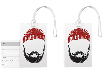 

100yellow Luggage Tags- Beard Print Fancy High Quality PVC Travel Bag Tag with Silicon Strap Address Label-Pack Of 2 Luggage Tag(Multicolor)