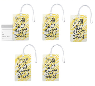 

100yellow Luggage Tags- Motivational Printed Gloss Finish PVC Bag Tag with Silicon Strap- Ideal For Travel-Pack Of 5 Luggage Tag(Multicolor)
