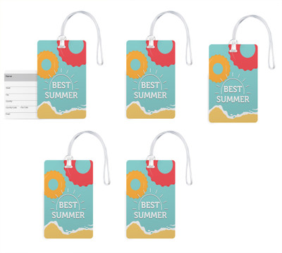 

100yellow Luggage Tags- Best Summer Print Gloss Finish PVC Bag Tag with Silicon Strap- Ideal For Travel-Pack Of 5 Luggage Tag(Multicolor)