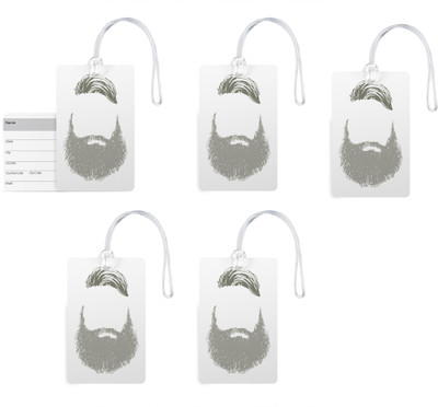 

100yellow Luggage Tags -Beard Print Premium Quality PVC with Silicon Strap Card Bag Tag - Great for Travel-Pack Of 5 Luggage Tag(Multicolor)