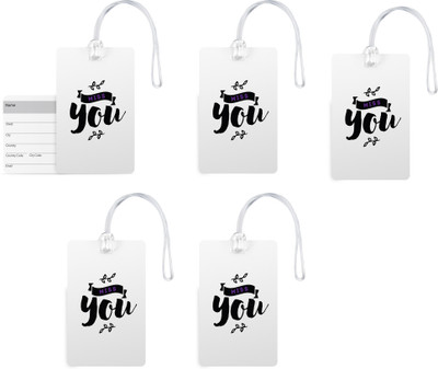 

100yellow Luggage Tags- Quote Printed Designer High Quality PVC Bag Tag with Silicon Strap- Ideal For Travel-Pack Of 5 Luggage Tag(Multicolor)