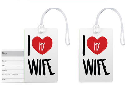 

100yellow Luggage Tags- I Love My Wife Printed High Quality PVC Tag with Silicon Strap- Ideal For Gift-Pack Of 2 Luggage Tag(Multicolor)