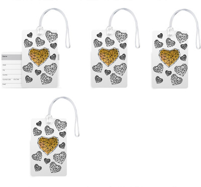

100yellow Luggage Tags- Printed High Quality Gloss Finish PVC Bag Tag with Silicon Strap- Ideal For Travel-Pack Of 4 Luggage Tag(Multicolor)