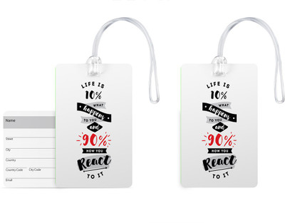 

100yellow Luggage Tags- Motivational Printed Gloss Finish PVC Bag Tag with Silicon Strap- Ideal For Travel-Pack Of 2 Luggage Tag(Multicolor)
