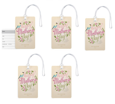 

100yellow Luggage Tags- Happy Mother’s Day Print Gloss Finish PVC Bag Tag with Silicon Strap- Gift For Mother-Pack Of 5 Luggage Tag(Multicolor)