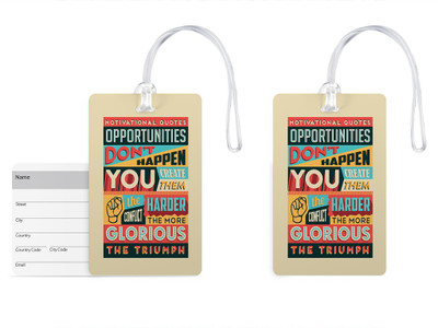 

100yellow Luggage Tags- Motivational Printed Gloss Finish PVC Bag Tag with Silicon Strap- Ideal For Travel-Pack Of 2 Luggage Tag(Multicolor)