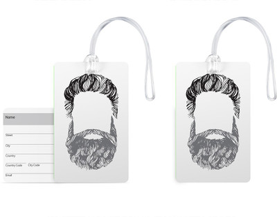 

100yellow Beard Print Luggage Tags Premium Quality PVC with Silicon Strap Card Bag Tag - Great for Travel-Pack Of 2 Luggage Tag(Multicolor)