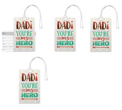 

100yellow Luggage Tags- Dad You’re My Hero Print High Quality PVC Bag/Travel Tag with Silicon Strap- Gift For Father-Pack Of 4 Luggage Tag(Multicolor)
