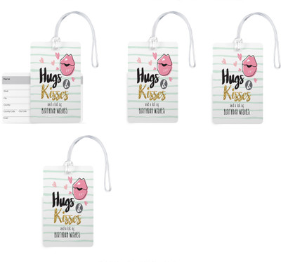 

100yellow Luggage Tags- Hugs & Kisses Print High Quality PVC Tag with Silicon Strap- Ideal For Gift-Pack Of 4 Luggage Tag(Multicolor)
