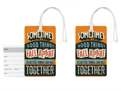 

100yellow Luggage Tags- Motivational Printed Gloss Finish PVC Bag Tag with Silicon Strap- Ideal For Travel-Pack Of 2 Luggage Tag(Multicolor)