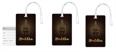 

100yellow Luggage Tags- Lord Buddha Face Print High Quality PVC Tag with Silicon Strap- Ideal For Travel-Pack Of 3 Luggage Tag(Multicolor)