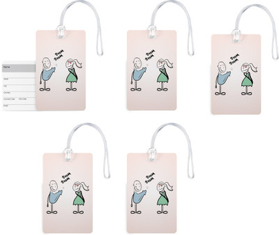 

100yellow Luggage Tags- Designer Printed High Quality Gloss Finish PVC Bag Tag with Silicon Strap- Ideal For Travel-Pack Of 5 Luggage Tag(Multicolor)
