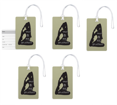 

100yellow Luggage Tags- Yoga Pose Printed High Quality PVC Tag with Silicon Strap- Ideal For Travel-Pack Of 5 Luggage Tag(Multicolor)